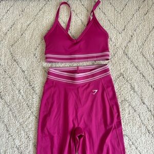 Gymshark Retro Varsity Pink Sports Bra and Leggings Set